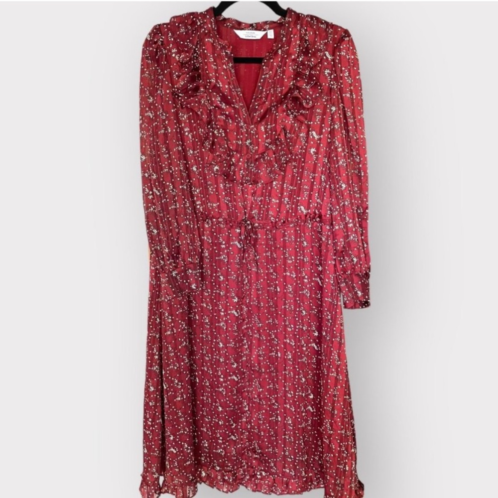 &Other Stories ,Super cute midi red dress with ruffles on the bottoms